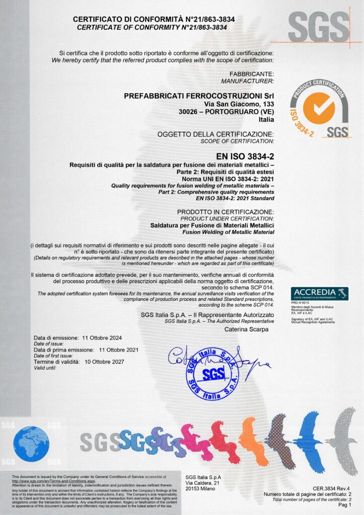 Certificato ISO 3834-2