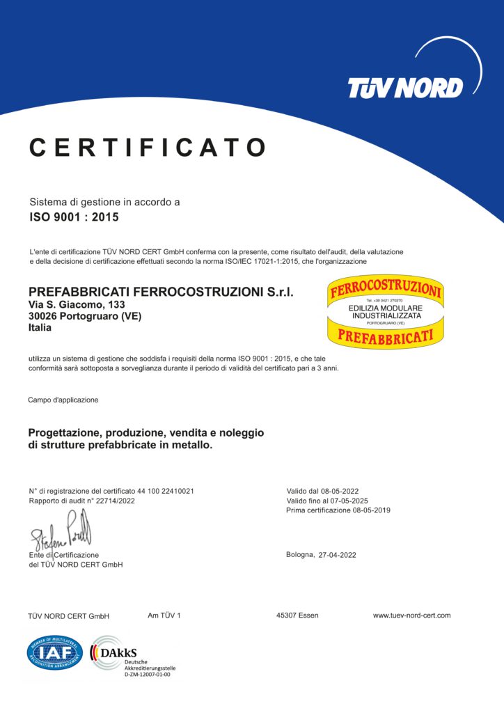 Certificato ISO 9001:2015